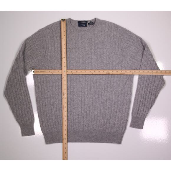 Allen Solly Gray Cable Knit Crewneck 100% Cashmere Sweater Men's Large - Picture 3 of 5